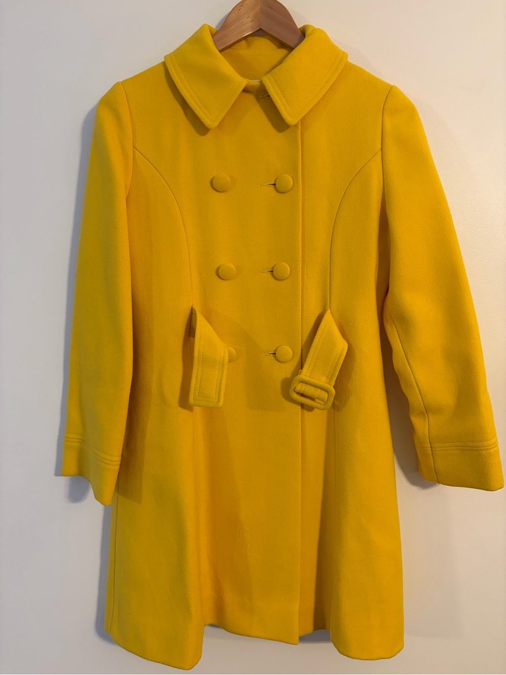 Vintage 60’s/70’s Bonwit Teller Rainbow Coat Golden Yellow Mod Belted Pea Coat